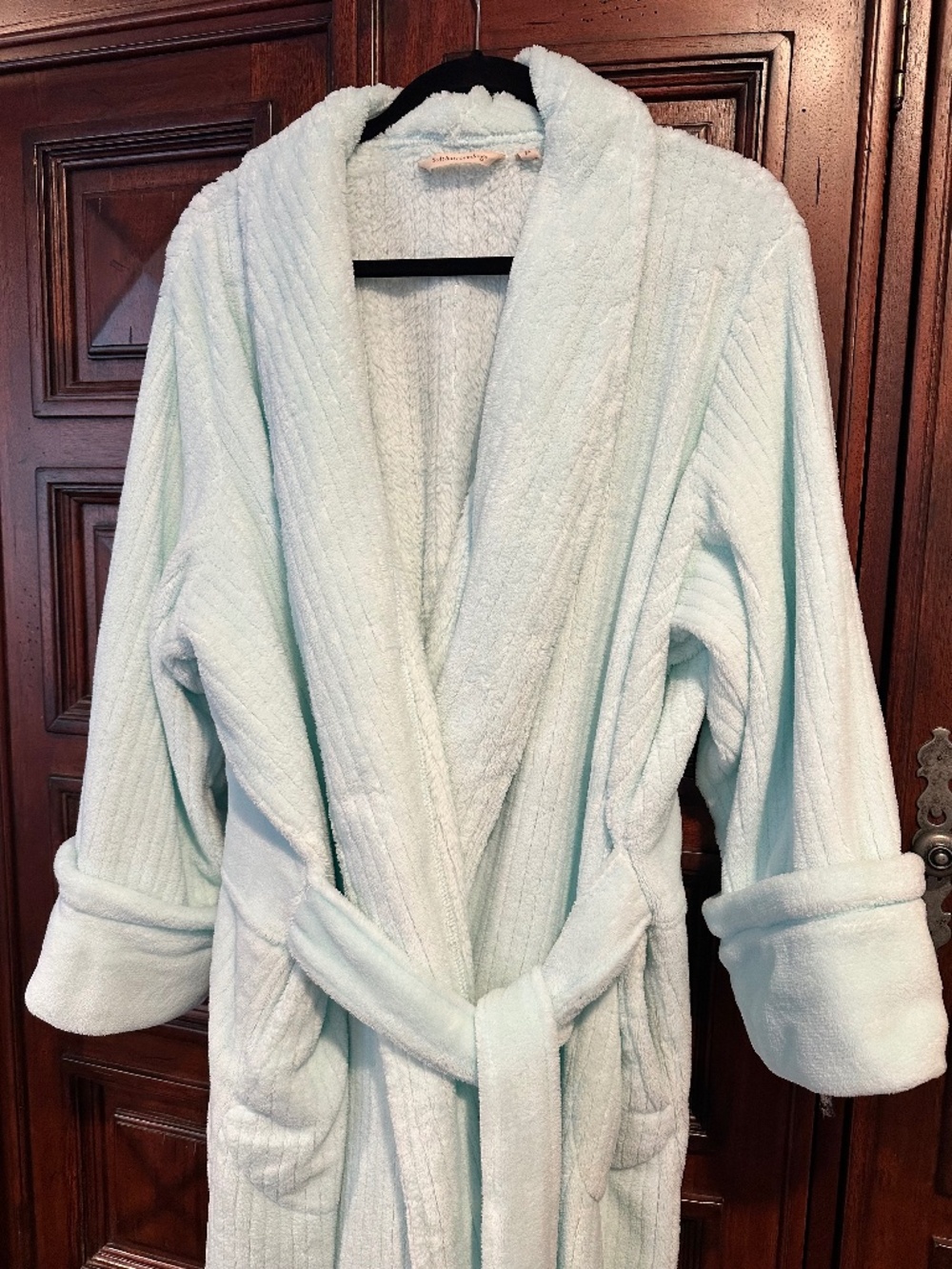 3X SOFT SURROUNDINGS PLUSHY Luxurious soft Tiffany mint blue robe Warm Nap Time